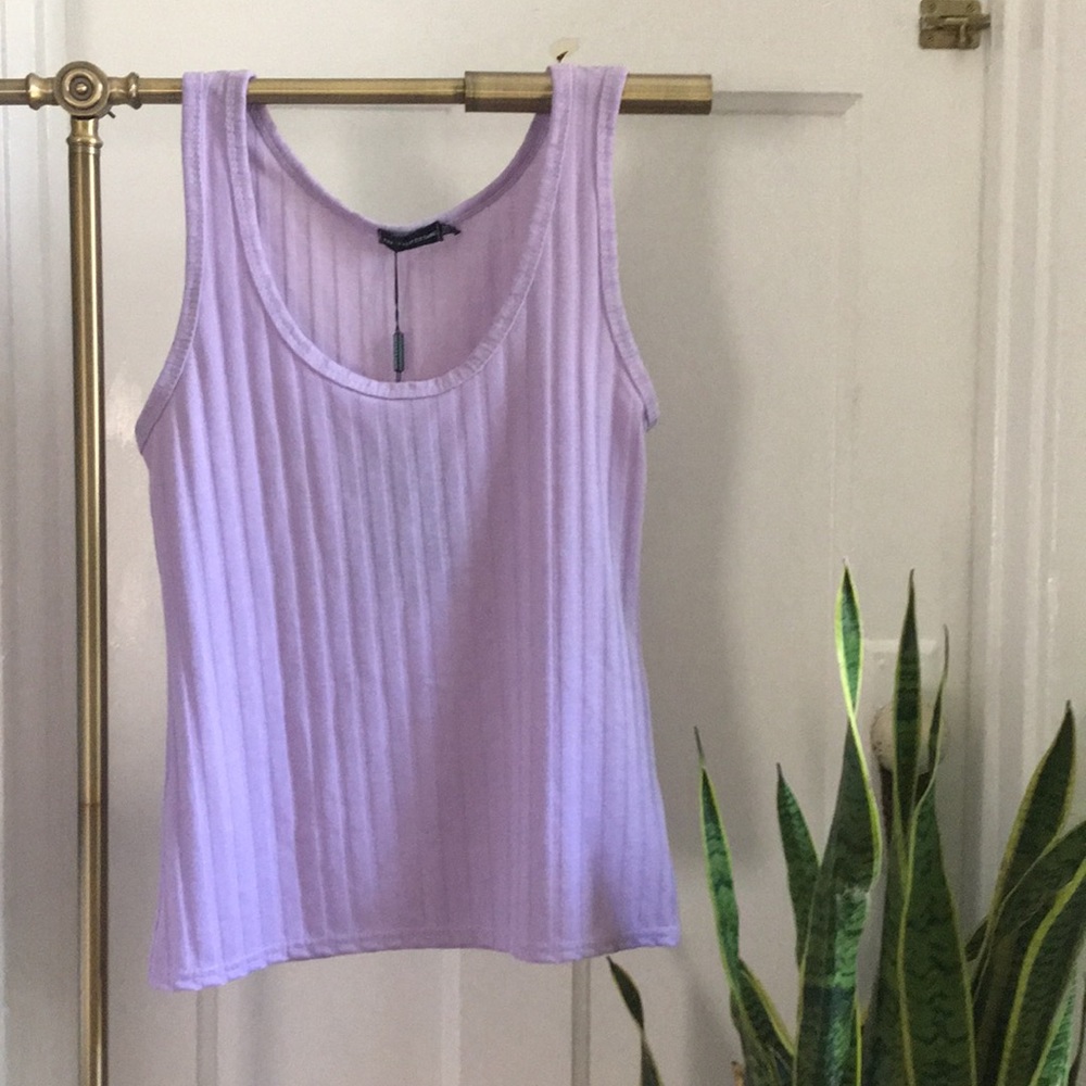 Lilac ribbed scoop neck tank top